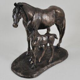 Animal Mare And Foal Horse Bronze Figurine
