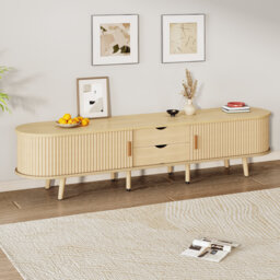 "Unfinished TV Stand for TVs up to 58"" with Fireplace Included"