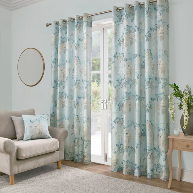 Kingsley 100% Cotton Semi Sheer Grommet / Eyelet Curtain Pair