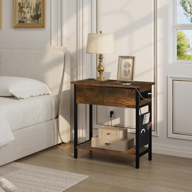 Khenifra End Table with Built-In Outlets