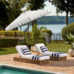 Outdoor Venice Single Scallop Crank Outdoor Push Button Tilt Umbrella