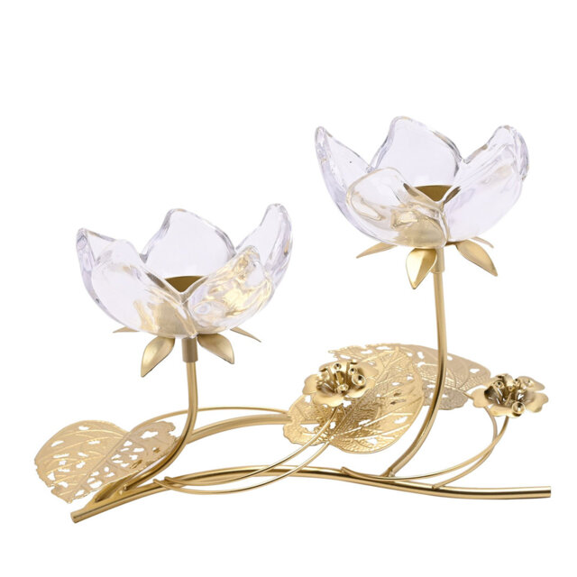 18.8Cm Glass Metal Tabletop Votive Holder