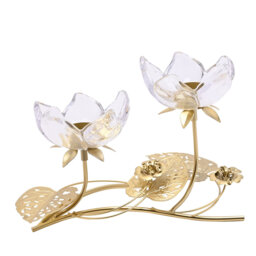18.8Cm Glass Metal Tabletop Votive Holder