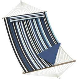 Double Quilted Hammock for 2 Person, 3.5m Large Garden Hammock with Wooden Spreader Bar & Detachable Pillow, 204kg Capacity Outdoor Swing Bed with Cha