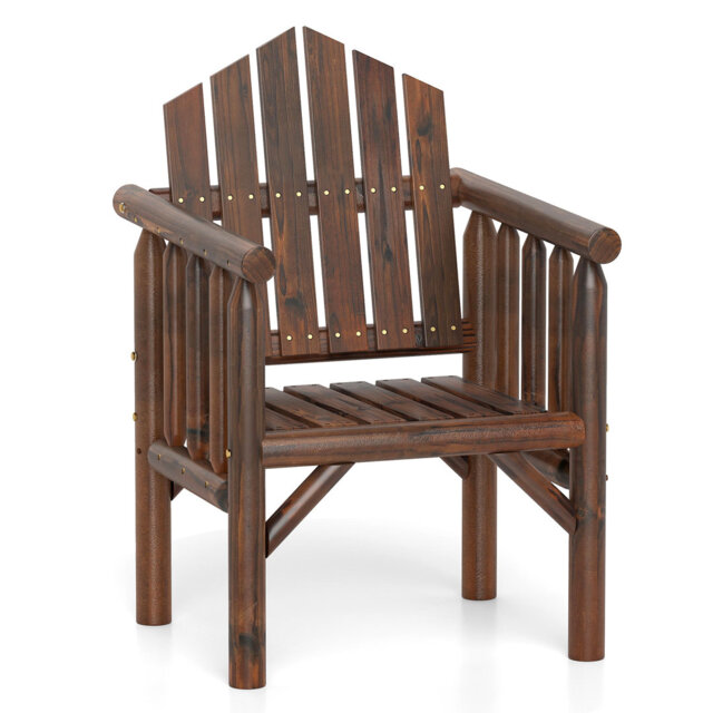 Outdoor Wood Armchair Wooden Patio Dining Chair With Armrests