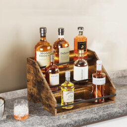 Solid Wood Tabletop Wine Bottle Rack Brown