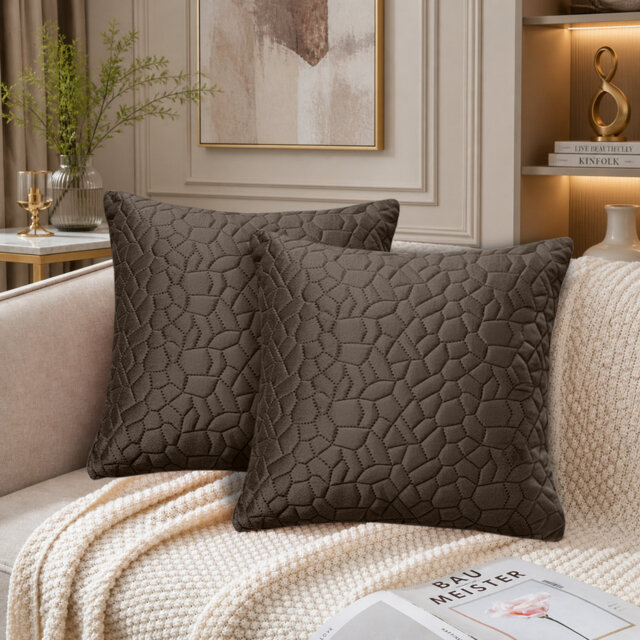 Pebble Pattern Velvet Cushion Covers Set of 2 – Soft Textured Scatter Pillow Covers for Sofa, Bed & Living Room