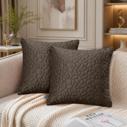 Pebble Pattern Velvet Cushion Covers Set of 2 – Soft Textured Scatter Pillow Covers for Sofa, Bed & Living Room