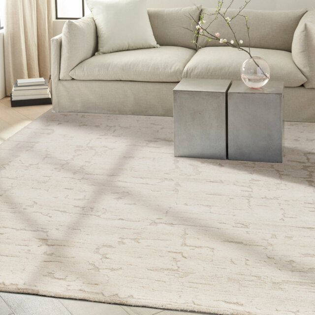 Modern Handmade Rug, Luxurious Rug For Bedroom, Wool Dining Room Rug, Abstract Rug, 12Mm Thick Ivory Rug