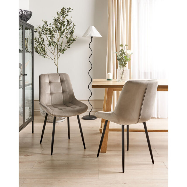 Set of 2 Velvet Dining Chairs Taupe Abdulloh