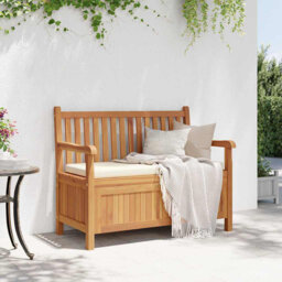 Garden Storage Bench Brown 114 X 60 X 90 Cm Solid Teak Wood