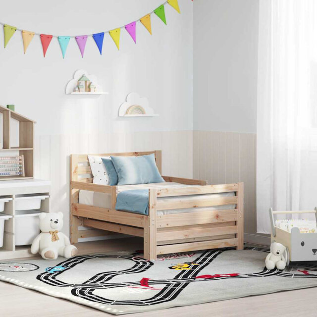 Bed Frame with Headboard Engineered Wood Children's Bedroom Modern Pine
