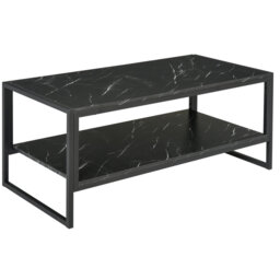Coffee Table, Two-Tier Centre Table and Storage Shelf 106*50*45 cm Manufactured Wood 1 Piece Coffee Table Black Marble Effect