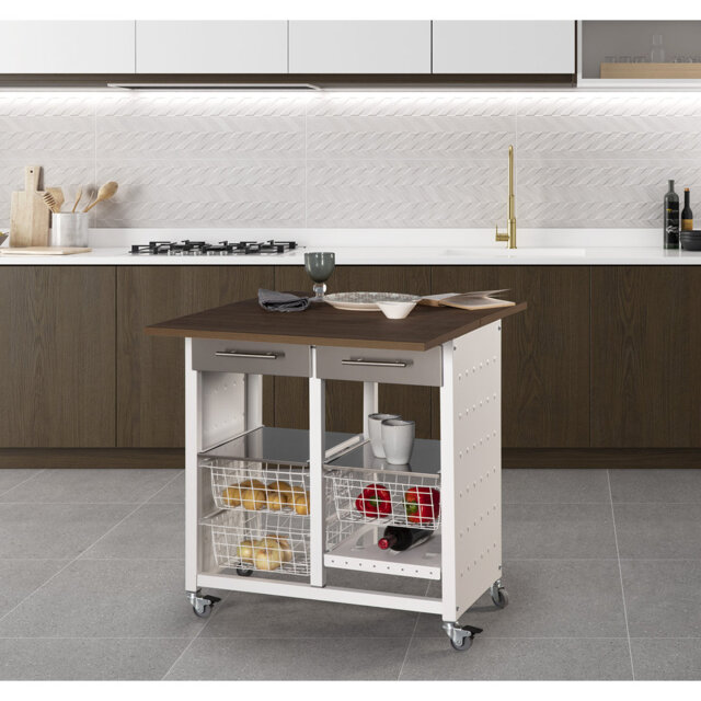 Nenita 71cm W Kitchen Island and with Locking Wheels