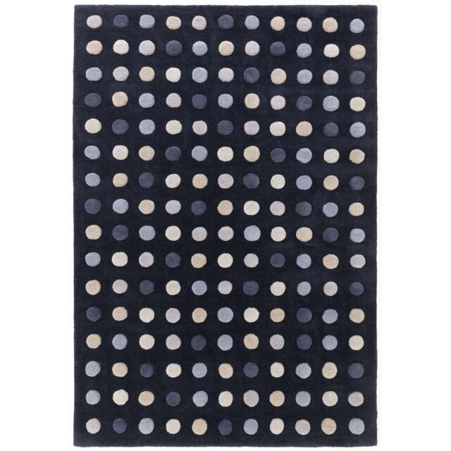 Nazrana Hand Woven Polka Dot Navy Area Rug