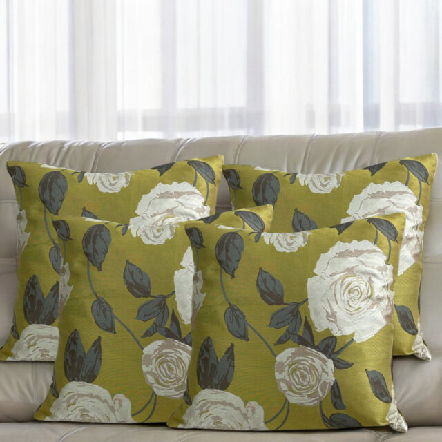 Anusuya Indoor / Outdoor Floral Green Square Throw Pillow Cover