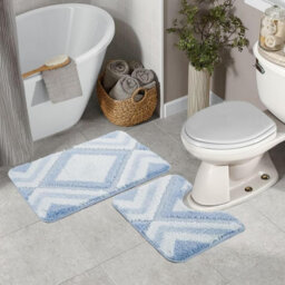 Nest & Nibble Bath Mats 2 Piece Set Non Slip Bath Mat & Toilet Rug – Soft Microfiber, Quick Dry, Machine Washable