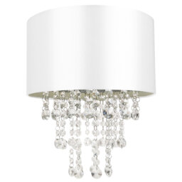 Modern Satin Fabric Pendant Light Shade with Acrylic Droplets