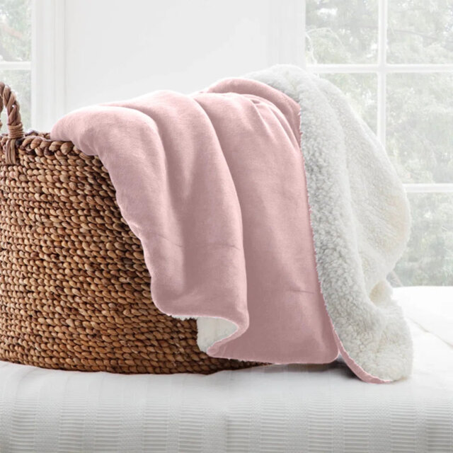 Reversible Soft Sherpa Fleece Fur Thick Dual Sided Blanket Throw