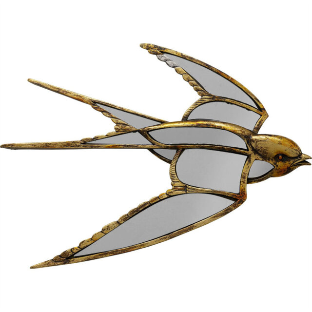 Wall Object Swallow Mirror, Gold, Elegant, Wall-Mounted, Decorative Home Accessories, Room Decor, Home Decor For Living Room, Bedroom, Hallway, Home O