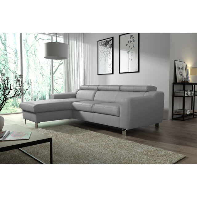 Alford Faux Leather Corner Sofa with Sleeping Function and Storage