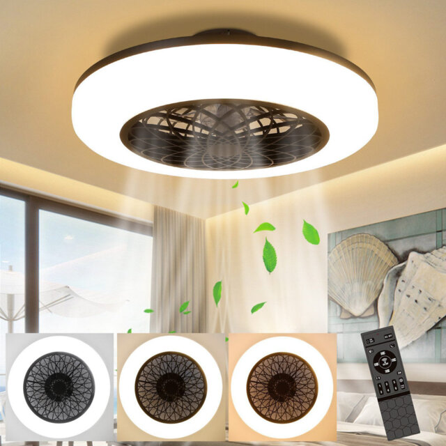 Led ceiling fan with lighting - 49.5CM modern large ceiling lamp fan quiet ceiling light with fan remote control living room lamp dimmable for living
