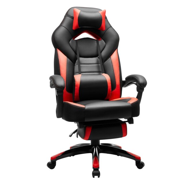Songmics Adjustable Reclining Ergonomic Faux Leather Swiveling PC & Racing Game Chair with Footrest