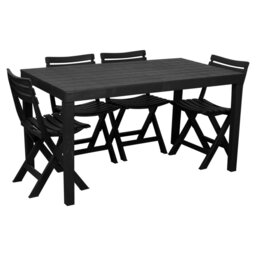Plastic Dining Patio Garden Table Rectangle + 4 Chairs