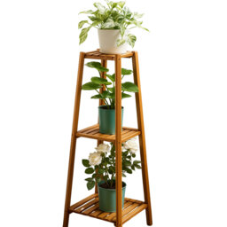 Tilsworth Tall Natural Bamboo Tall Plant Stand 3 Tier Shelf Plant Holder Home Furniture