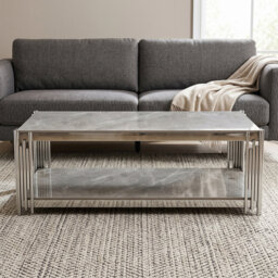 Kya Coffee Table Stone & Stainless Steel