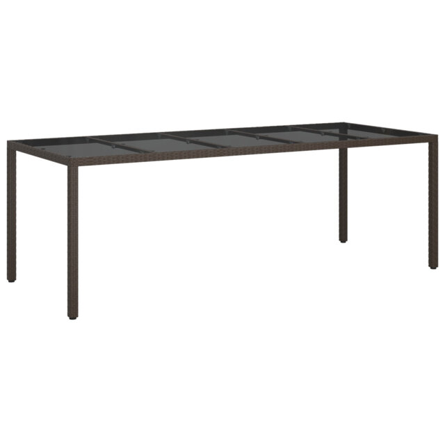 Garden Table Brown Tempered Glass&Poly Rattan Patio Table Multi Colours