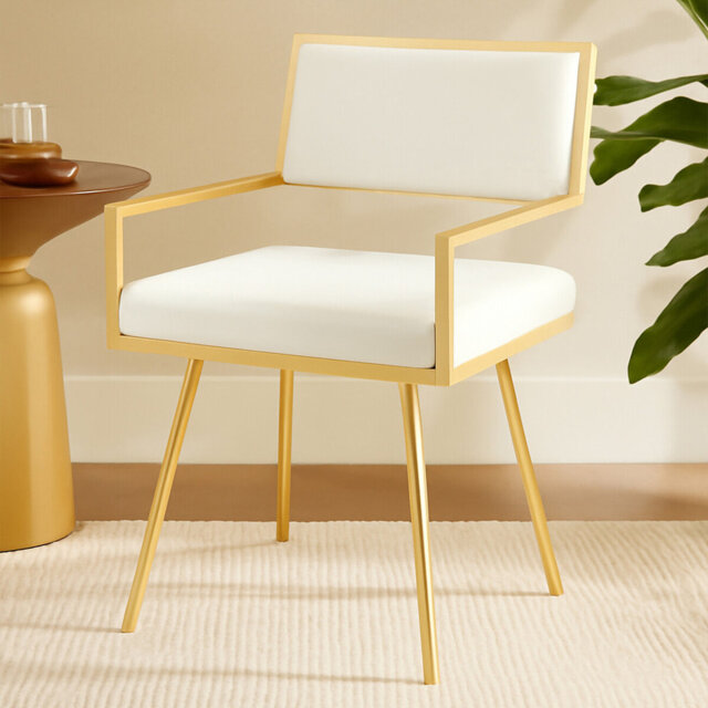 Hartl 49cm H Upholstered Metal Armchair in Gold