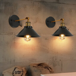 Vintage 30.5cm Black Iron Cone Wall Light
