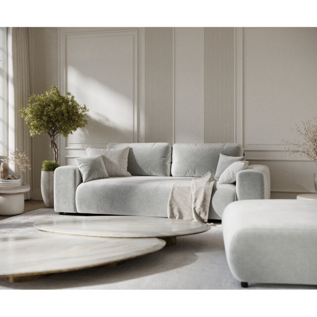 Three-seater square arm sofa