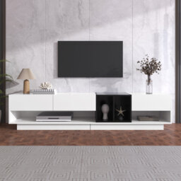 Jaxenor High Gloss TV Stand with 3 Drawers, TV Unit for 75 Inch TV