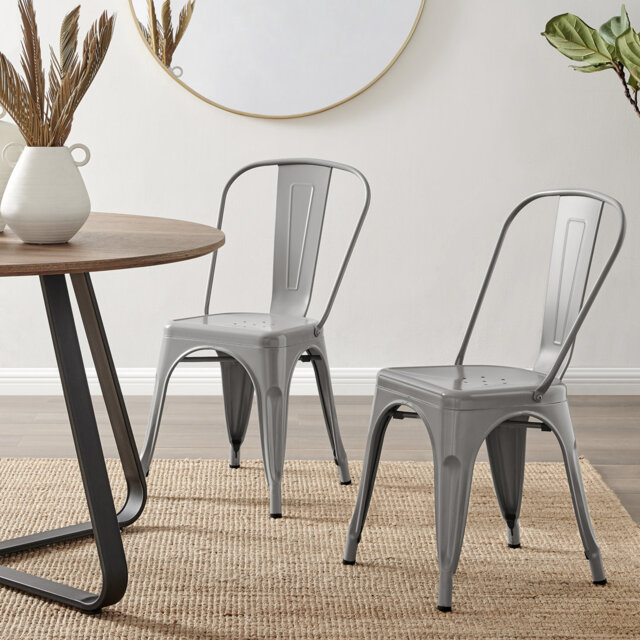 Honora Classic Industrial Metal Dining Chair - Style Bold Colour Stackable Side Chair
