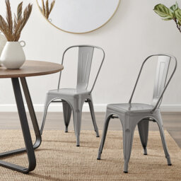 Honora Classic Industrial Metal Dining Chair - Style Bold Colour Stackable Side Chair