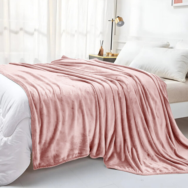 Reversible Faux Fur Mink Fleece Blanket Throw - Ultra Soft Plush Luxury Sofa & Bed Throw, Warm Light