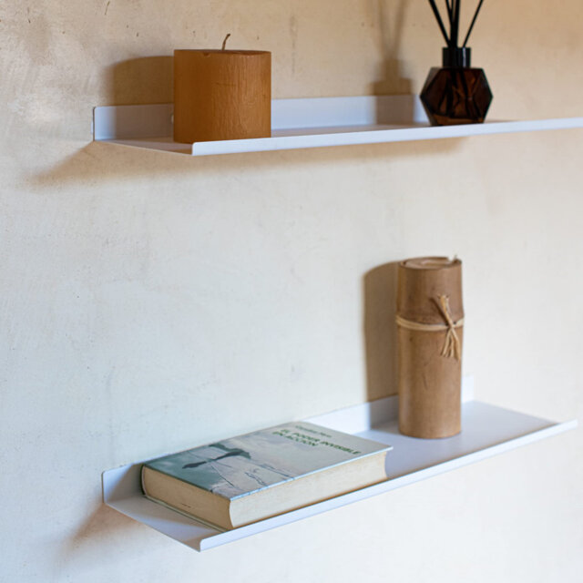 Set 2 Floating Shelf White - Metal Shelves For Picture Shelf And Photo Shelf - Floating Shelves For Bedroom, Kitchen Storage And Bathroom Storage In H