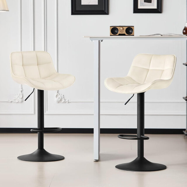 Stace Swivel Upholstered Adjustable Height Counter Stool with Metal Frame