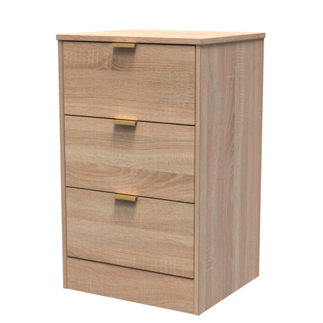 Atsumi 3 Drawer Bedside Cabinet With Gold Handles (Ready Assembled)