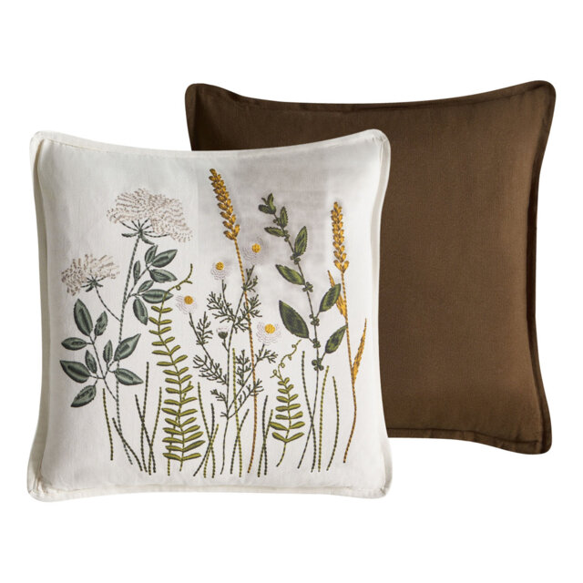 Set of 2 Decorative Cushions KNEMA Cotton 45 x 45 cm White Floral Pattern