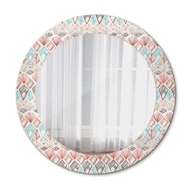 Huldar Round Glass Framed Wall Mounted Accent Mirror in Pink/Blue