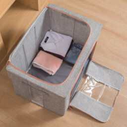 Clothes Storage Boxes, with Clear Window, Foldable Underbed Clothes Box, with Double Opening Zips, Metal Frame, for Clothes, Bedding, Blankets, Toys