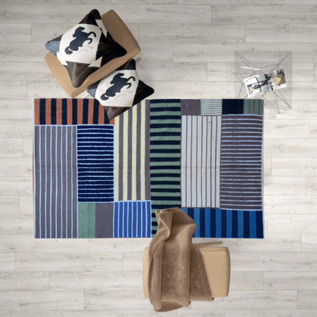 Burnside Vintage Handmade Kilim 100% Wool Grey/Blue/Green/Black Rug
