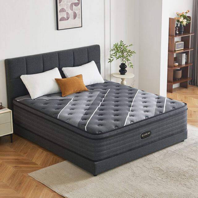 Queblox Mattress, 30cm Memory Foam Hybrid Mattress in a Box, Medium Firm Feel, Individually Wrapped Pocket Springs for Pressure Relief & Motion Isolat