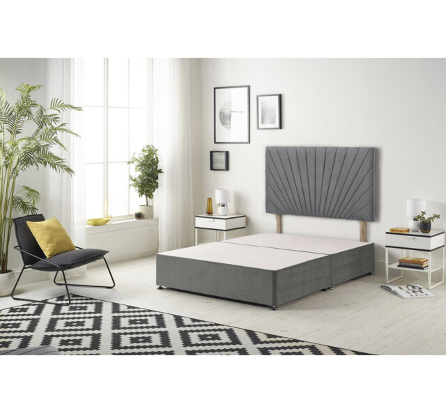 "Sealcove Etheral Velvet Divan Bed Base with 32"" Upholstered Headboard"