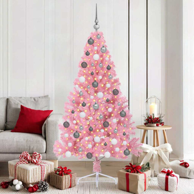 Artificial Pre-lit Christmas Tree with 300 LEDs PVC