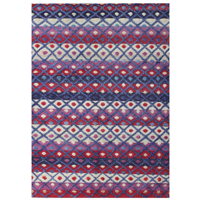 Geometric Hand Knotted 157cm X 254cm Area Rug