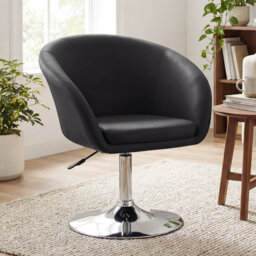Yelena Faux Leather Swivel Accent Chair with Height Adjustable Chrome Base